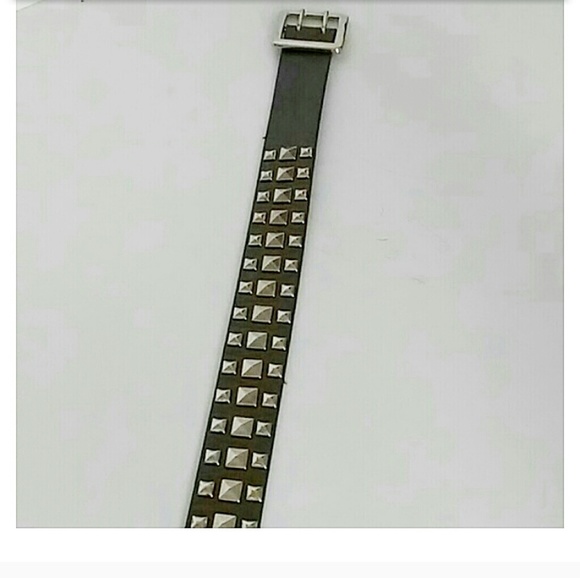 Gray and Silver Faux Leather Studded Belt - Picture 5 of 8
